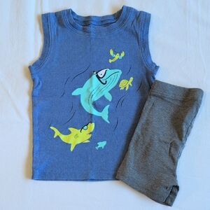 carter's shark tank top & shorts summer pajamas set 3T toddler boys